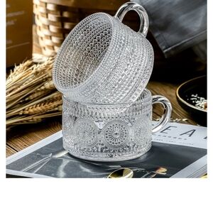 Embosswd Clear Glass Mugs